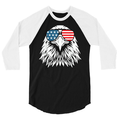Sunglasses Eagle Merica 4th Of July Usa American Flag Mens T Shirt 3/4 Sleeve Shirt Designed By Ryleiamiy