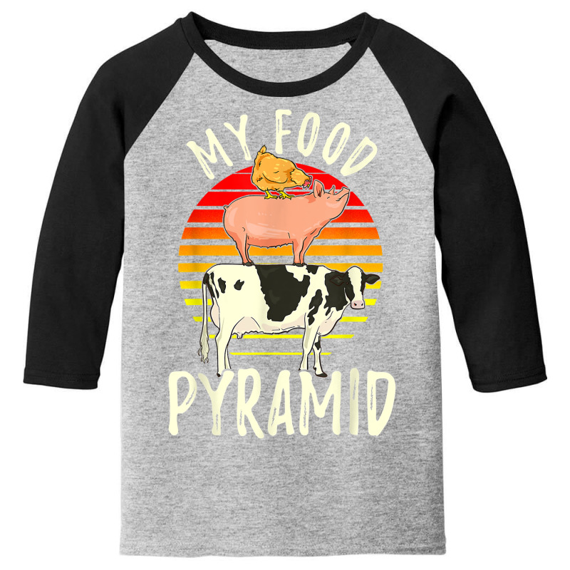 My Food Pyramid Meat Eater Carnivore Diet Food Nutrition Fun T Shirt Youth 3/4 Sleeve | Artistshot