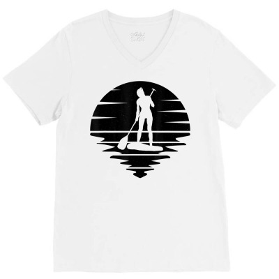 Stand Up Paddle Board Sup Girl Water Sports Paddleboard Girl T Shirt V-neck Tee Designed By Roswellkolbeck
