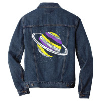 Nonbinary Flag Genderfluid Planet Agender Saturn Non Binary T Shirt Men Denim Jacket | Artistshot