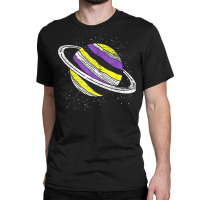 Nonbinary Flag Genderfluid Planet Agender Saturn Non Binary T Shirt Classic T-shirt | Artistshot