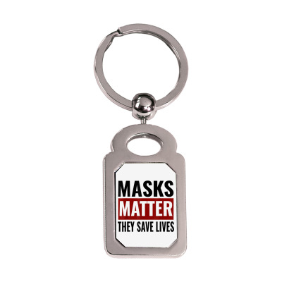 Masks Matter They Save Lives Silver Rectangle Keychain Designed By Koopshawneen