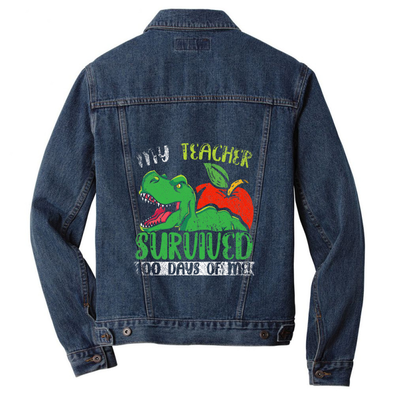 My Teacher Survived 100 Days Of Me 100 Days Of School Men Denim Jacket | Artistshot