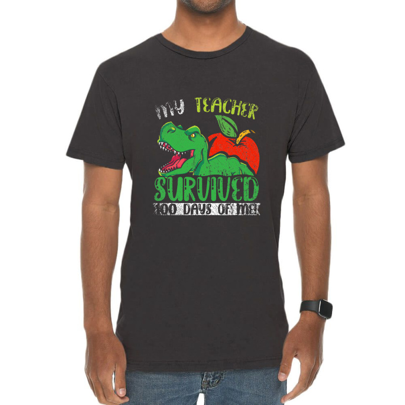 My Teacher Survived 100 Days Of Me 100 Days Of School Vintage T-shirt | Artistshot