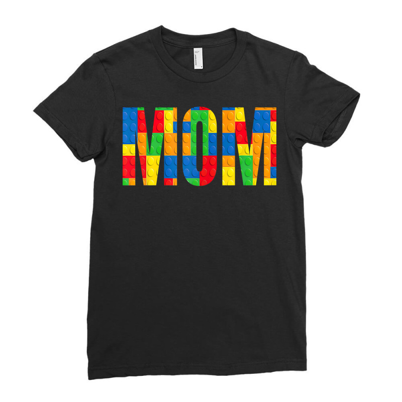 Womens Mom Parent Brick Master Builder Building Blocks Set Family T Sh Ladies Fitted T-Shirt by zakarimullin | Artistshot