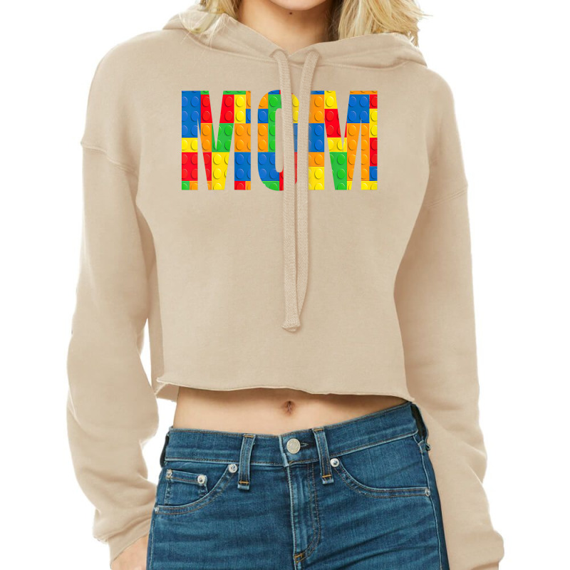 Womens Mom Parent Brick Master Builder Building Blocks Set Family T Sh Cropped Hoodie by zakarimullin | Artistshot