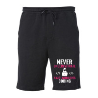 Never Underestimate A Girl Who Loves Coding Software Fleece Short | Artistshot