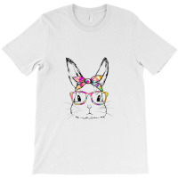 Womens Dy Cute Bunny Face Tie Dye Glasses Easter Day V Neck T-shirt | Artistshot