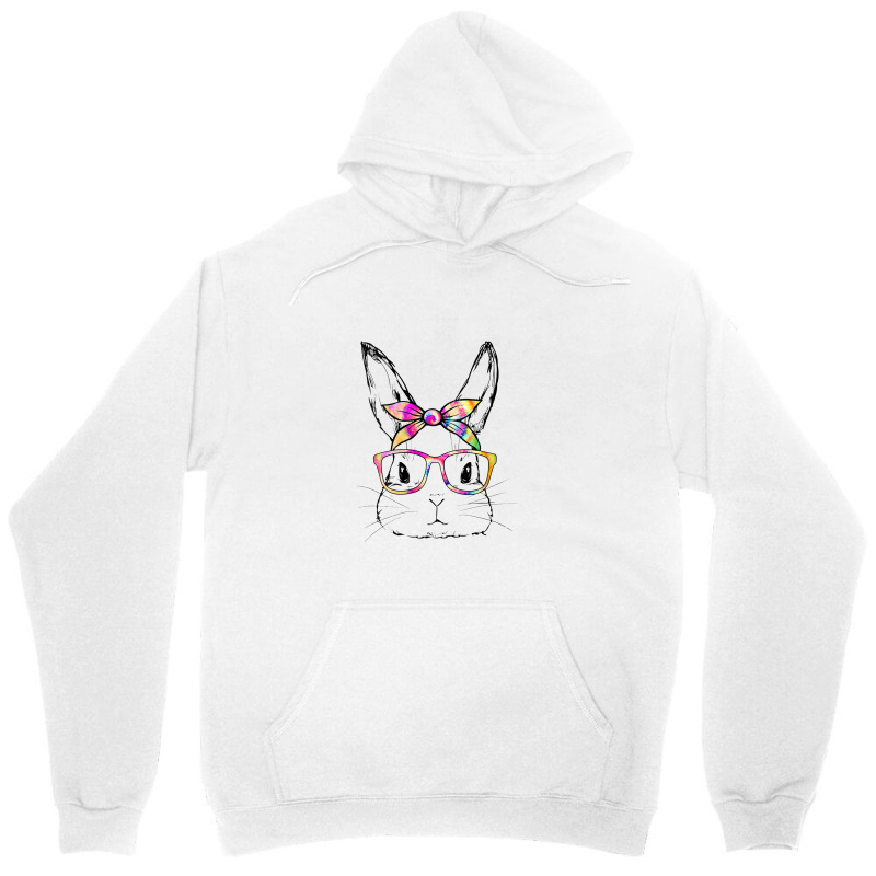 Womens Dy Cute Bunny Face Tie Dye Glasses Easter Day V Neck Unisex Hoodie | Artistshot