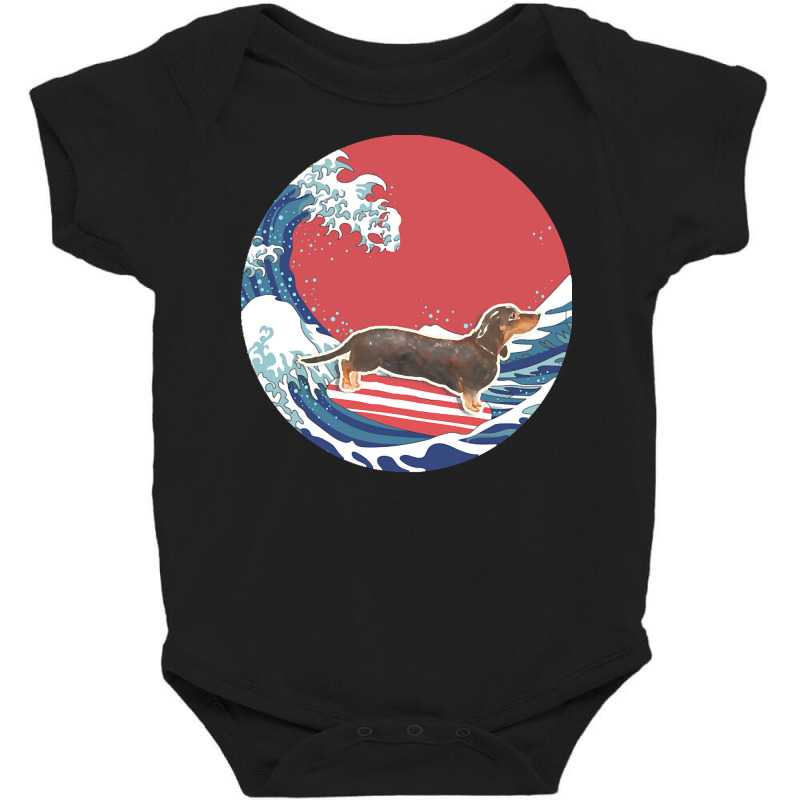 Dachshund T  Shirt Black & Tan Dachshund Gifts   Ocean Waves Surfing B Baby Bodysuit by amos11674 | Artistshot