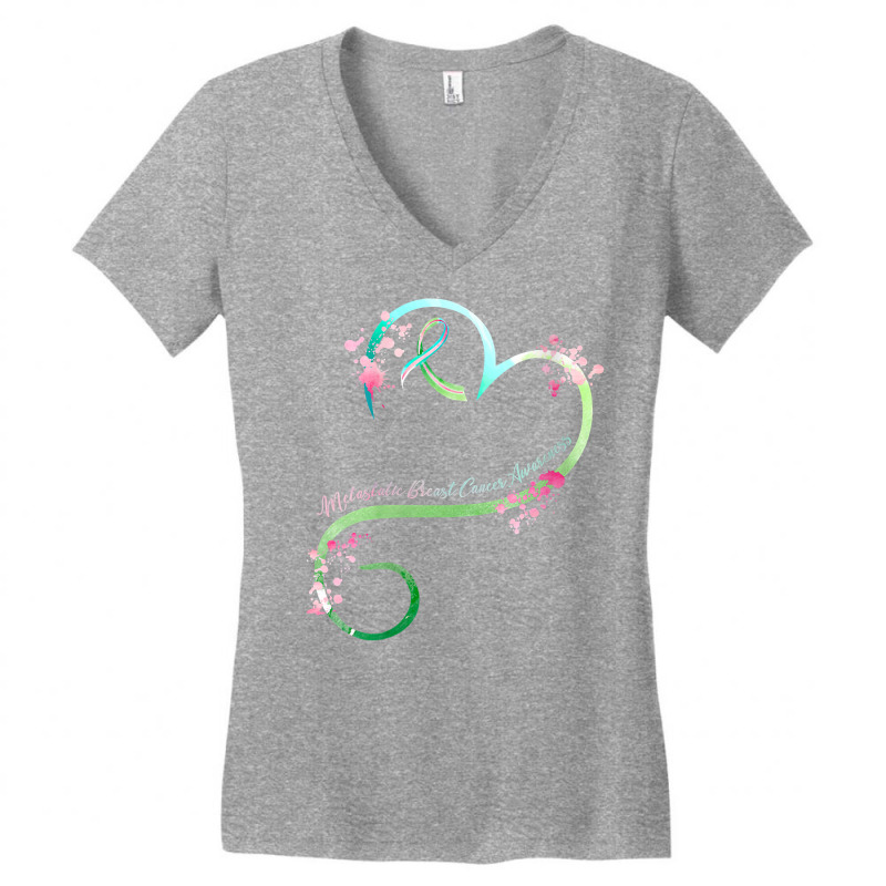 Womens Metastatic Breast Cancer Awareness Heart Gifts V Neck T Shirt Women's V-Neck T-Shirt by oluwafemimccullers | Artistshot