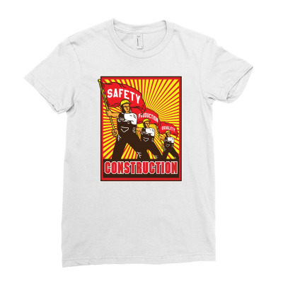 Construction Workers Propaganda Ladies Fitted T-shirt Designed By Traart