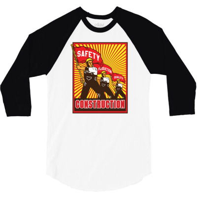 Construction Workers Propaganda 3/4 Sleeve Shirt Designed By Traart