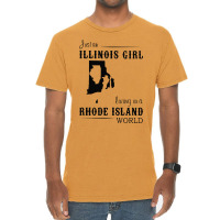 Just An Illinois Girl Living In A Rhode Island World Map Vintage T-shirt | Artistshot