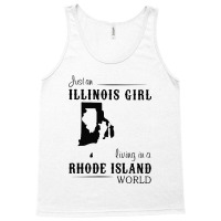 Just An Illinois Girl Living In A Rhode Island World Map Tank Top | Artistshot