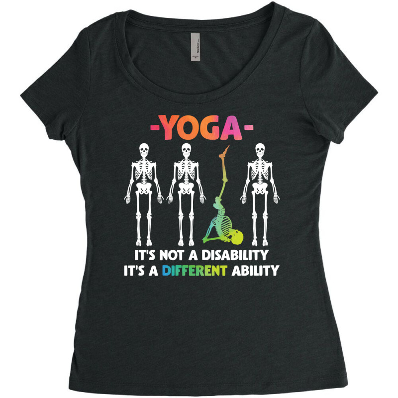 Yoga Fitness Not Disability Different Ability Skeleton 327 Bodybuildin Women's Triblend Scoop T-shirt by offensejuggler | Artistshot