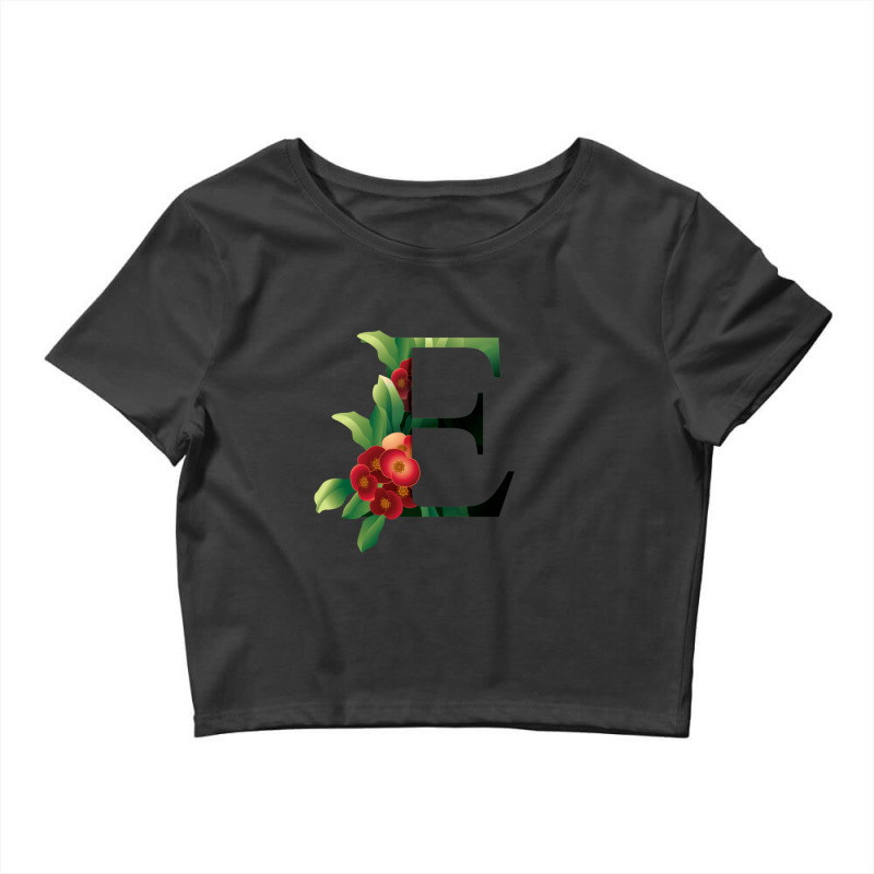 Floral Initial Letter E Crop Top by coşkun | Artistshot