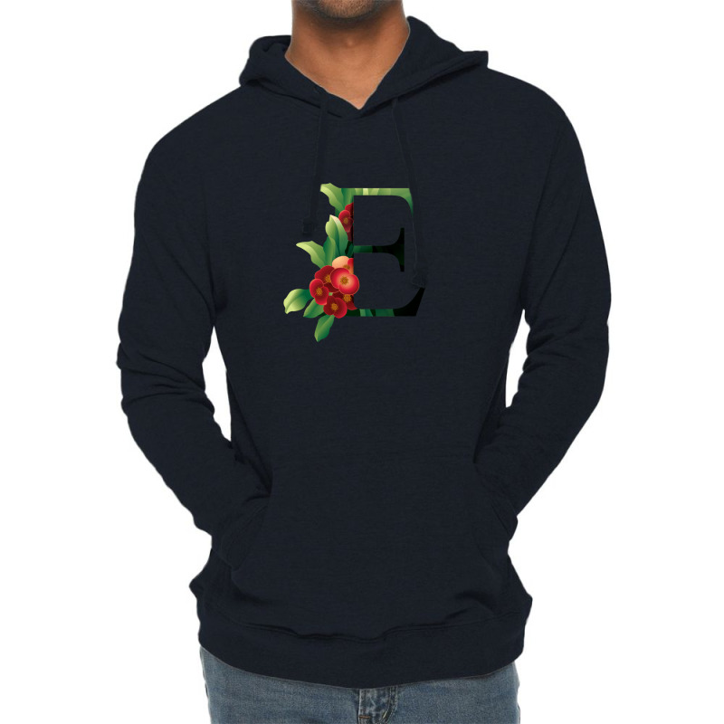 Floral Initial Letter E Lightweight Hoodie by coşkun | Artistshot