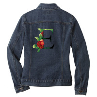 Floral Initial Letter E Ladies Denim Jacket | Artistshot