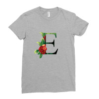 Floral Initial Letter E Ladies Fitted T-shirt | Artistshot