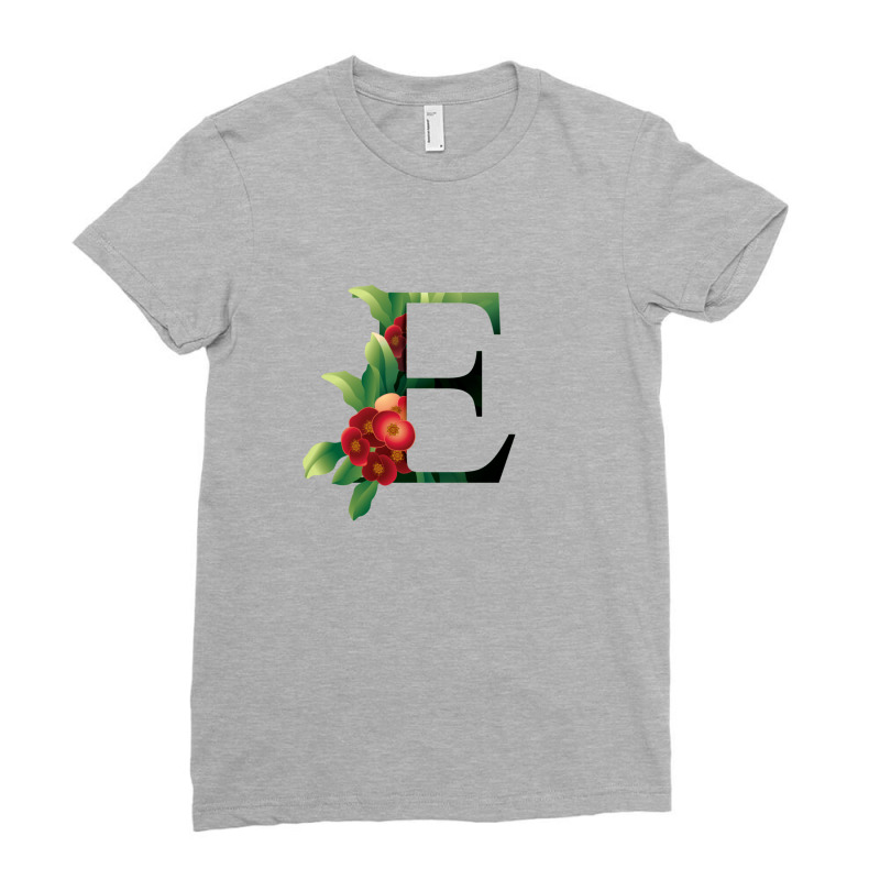 Floral Initial Letter E Ladies Fitted T-Shirt by coşkun | Artistshot