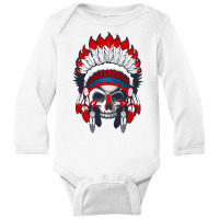 Skull American Indian Long Sleeve Baby Bodysuit | Artistshot