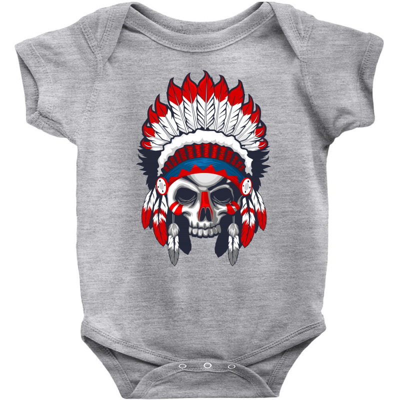 Skull American Indian Baby Bodysuit | Artistshot