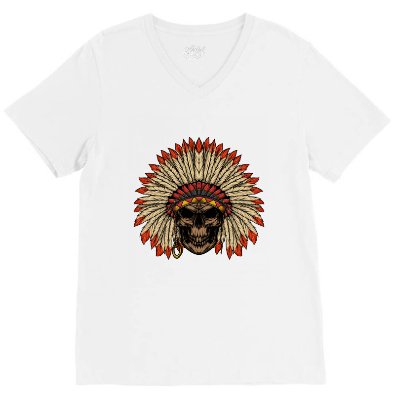 Skull American Indian V-neck Tee | Artistshot