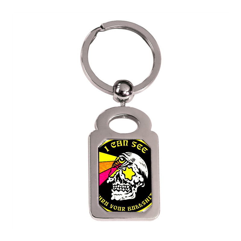 Skull Pop Art Silver Rectangle Keychain by zig street | Artistshot