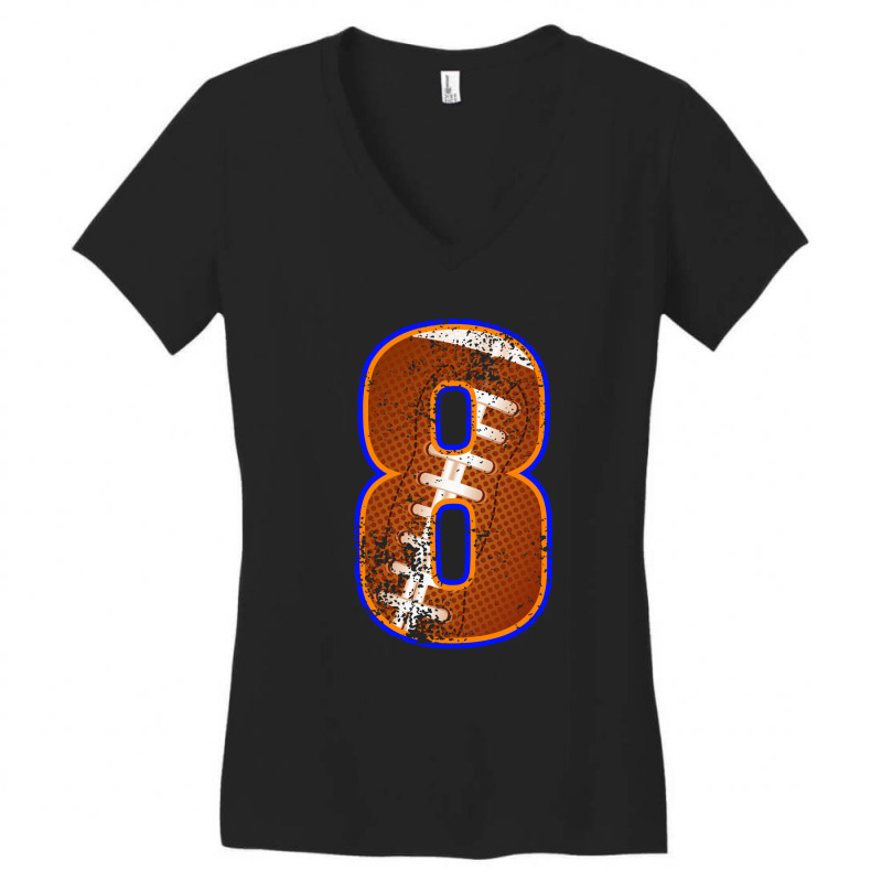 American Football Player Number Eight Women's V-Neck T-Shirt by autlu2024 | Artistshot