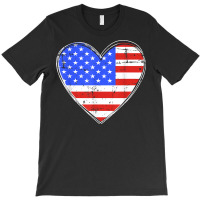 Usa Flag In Heart Shape For American Pride On 4th Of July T Shirt T-shirt | Artistshot
