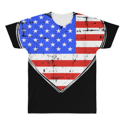 usa flag in heart shape for american pride on 4th of july t shirt All Over Men's T-shirt | Artistshot
