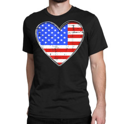 usa flag in heart shape for american pride on 4th of july t shirt Classic T-shirt | Artistshot