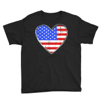 Usa Flag In Heart Shape For American Pride On 4th Of July T Shirt Youth Tee | Artistshot