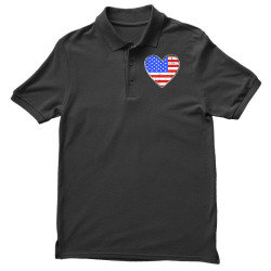 usa flag in heart shape for american pride on 4th of july t shirt Men's Polo Shirt | Artistshot