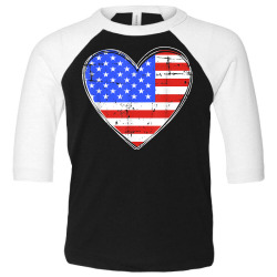 usa flag in heart shape for american pride on 4th of july t shirt Toddler 3/4 Sleeve Tee | Artistshot
