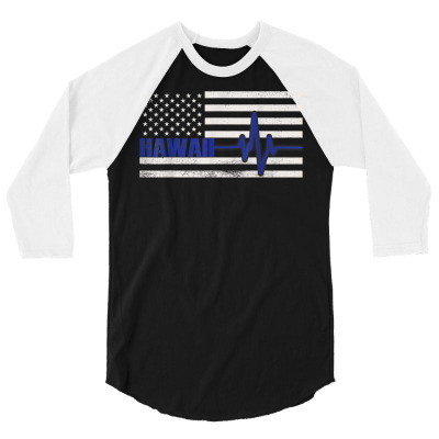Thin Blue Line Flag Hawaii Police Shirt Law Enforcement Gift T Shirt 3/4 Sleeve Shirt Designed By Kunkka