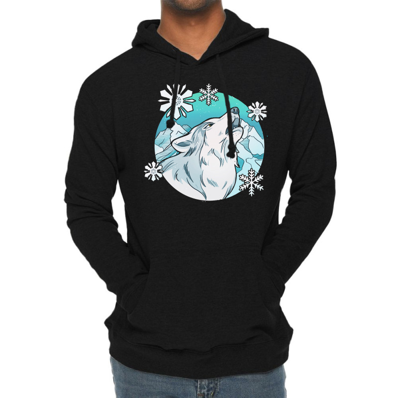 Wolf T  Shirt Wolf Wildlife Animal   Snowflake Wolf And A Dream Catche Lightweight Hoodie | Artistshot