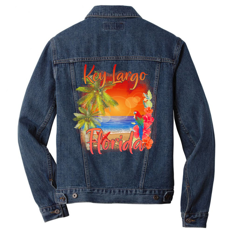 Key Largo Florida T  Shirt Key Largo Florida Keys Tropical Beach Sunse Men Denim Jacket by shiftkraft | Artistshot