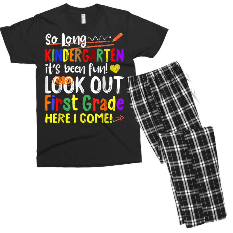 So Long Kindergarten Here I Come 1 Grade Kids Graduation Fun T Shirt Men's T-shirt Pajama Set | Artistshot