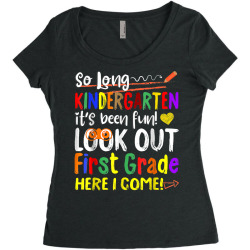 so long kindergarten here i come 1 grade kids graduation fun t shirt Women's Triblend Scoop T-shirt | Artistshot
