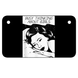 busy thinking about girls t shirt Motorcycle License Plate | Artistshot
