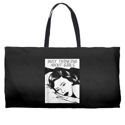 busy thinking about girls t shirt Weekender Totes | Artistshot