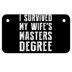i survived my wife's masters degree graduation gifts friends t shirt Motorcycle License Plate | Artistshot