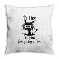 It's Fine I'm Fine Everything Is Fine Funny Cat Raglan Baseball Tee Throw Pillow | Artistshot