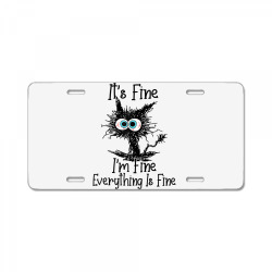 it's fine i'm fine everything is fine funny cat raglan baseball tee License Plate | Artistshot