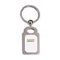 Daddy, Gay Daddy Bear, Retro Lgbt Rainbow, Lgbtq Pride T Shirt Silver Rectangle Keychain | Artistshot