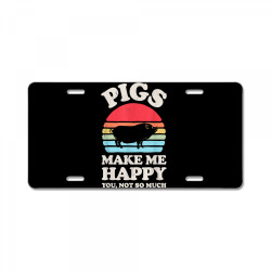 pigs make me happy pig lover farmer farm animal retro men t shirt License Plate | Artistshot
