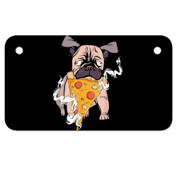 crazy pug loves pizza gift for pizza lover & funny dog story t shirt Motorcycle License Plate | Artistshot