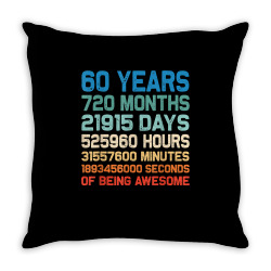 60th birthday 60 years of being awesome wedding anniversary t shirt Throw Pillow | Artistshot